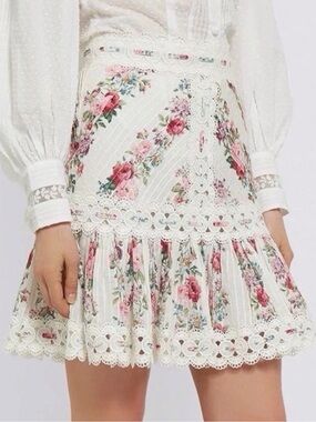 Zimmermann Honour Skirt - White Floral Lace-Trim